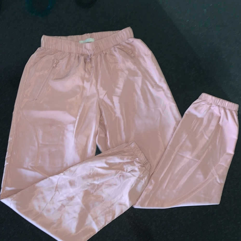 Pink metallic pants.